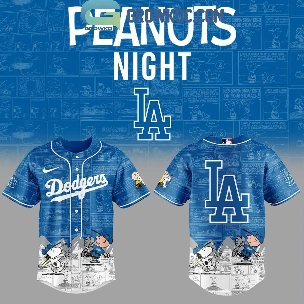 Los Angeles Dodgers 75th Anniversary Snoopy Peanuts Baseball Jersey