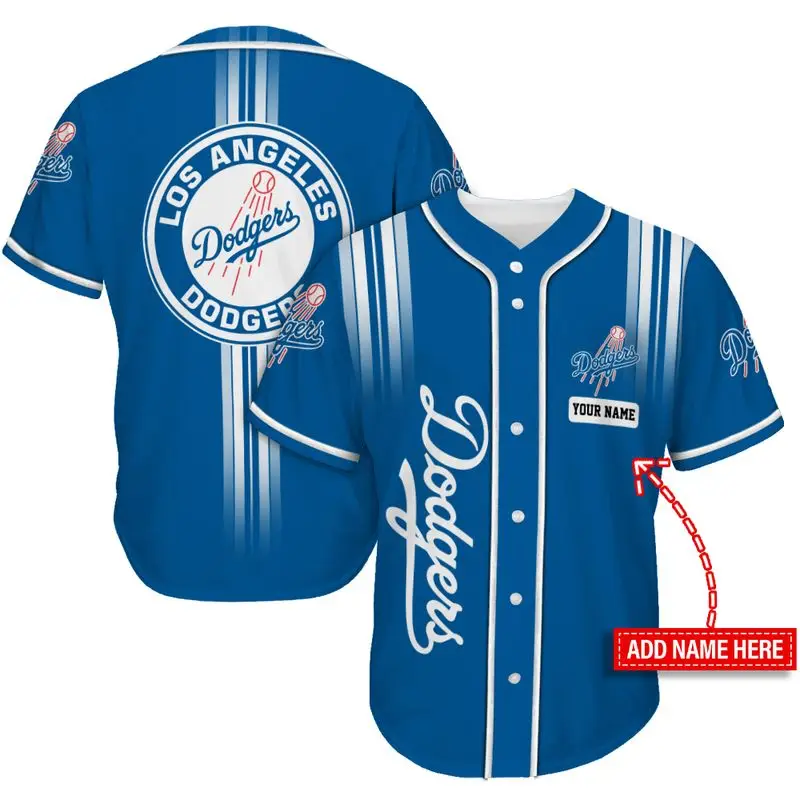 Los Angeles Dodgers Classic Stripes Custom Baseball Jersey