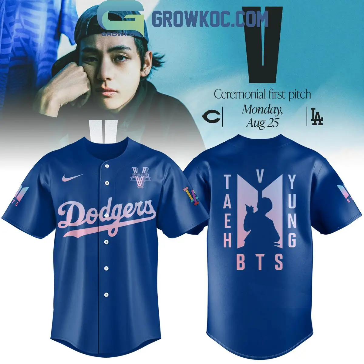 Los Angeles Dodgers Collab V BTS 2025 Blue Jersey