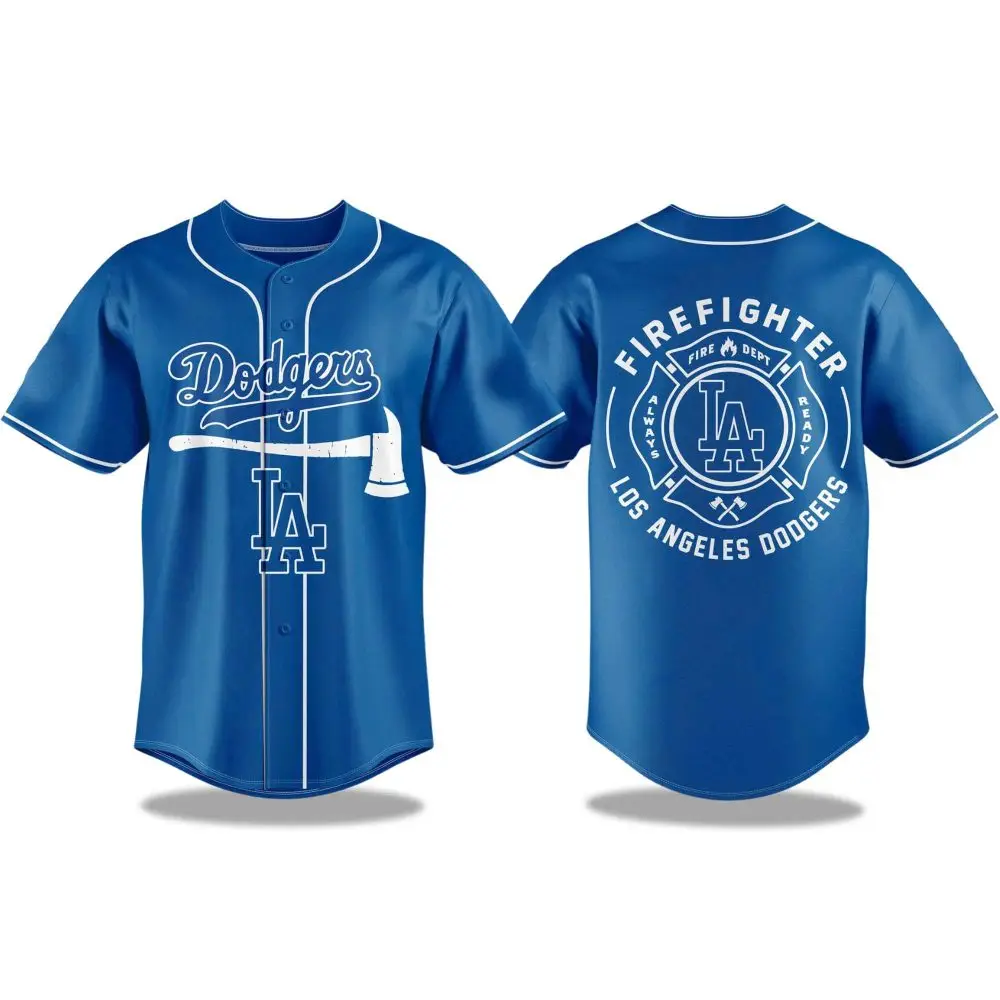 Los Angeles Dodgers Firefighter Application Day Baseball Jersey
