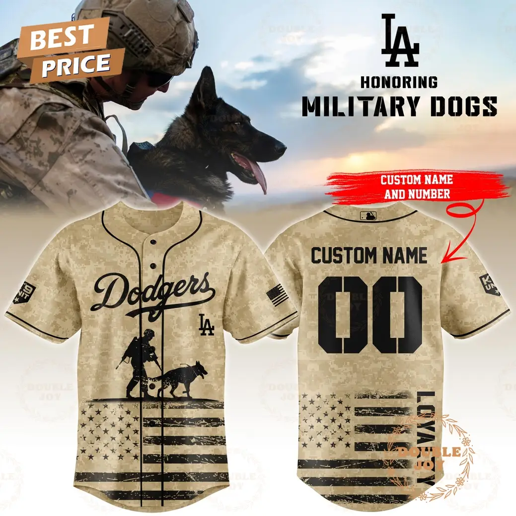 Los Angeles Dodgers Honoring Military Dogs 2025 Custom Name Limited Edition Baseball Jersey