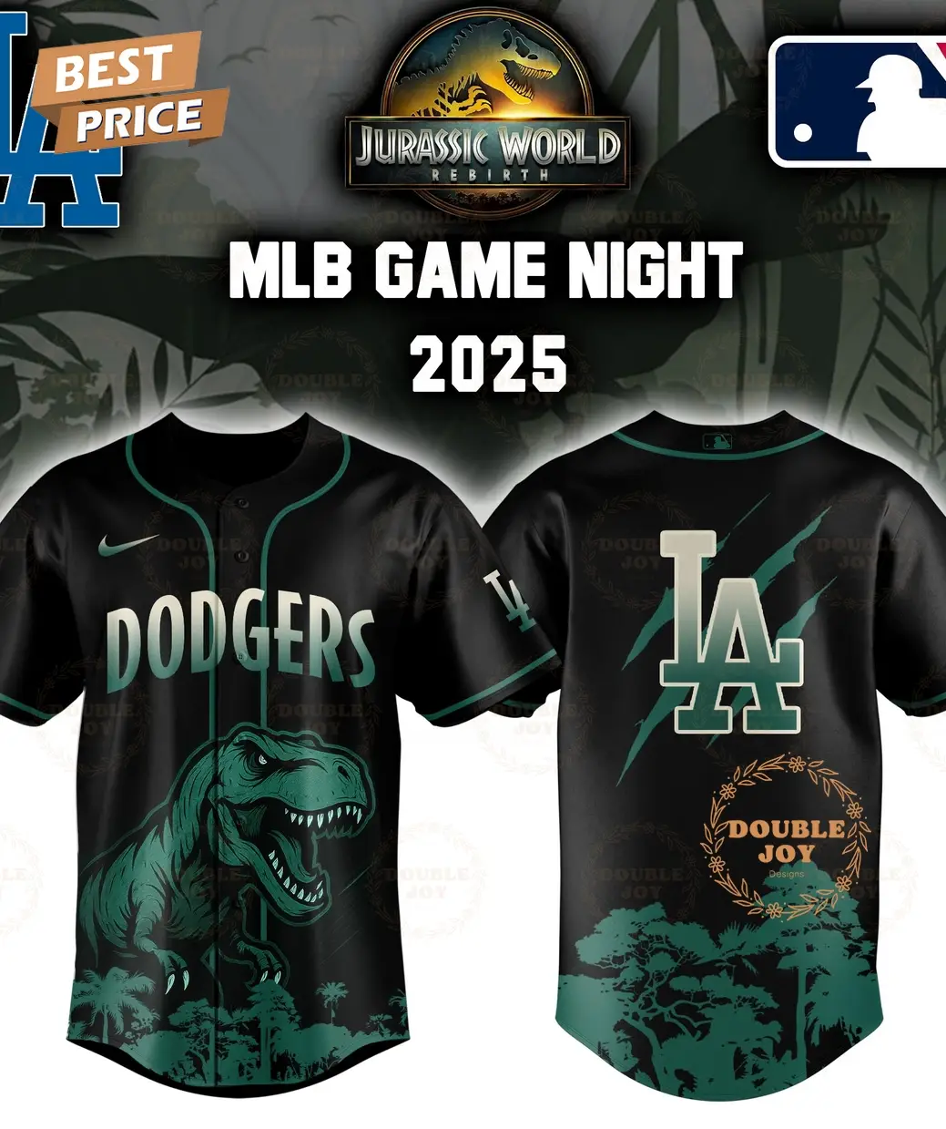 Los Angeles Dodgers Jurassic World Rebirth Game Night 2025 Special Edition Baseball Jersey
