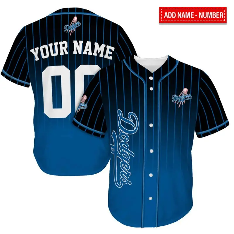 Los Angeles Dodgers Midnight Pinstripe Custom Baseball Jersey