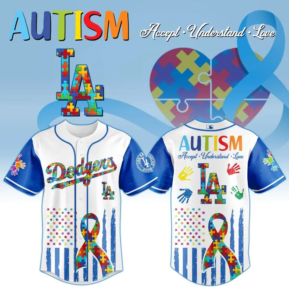 Los Angeles Dodgers Mlb X Autism Awareness Month Custom Baseball Jersey