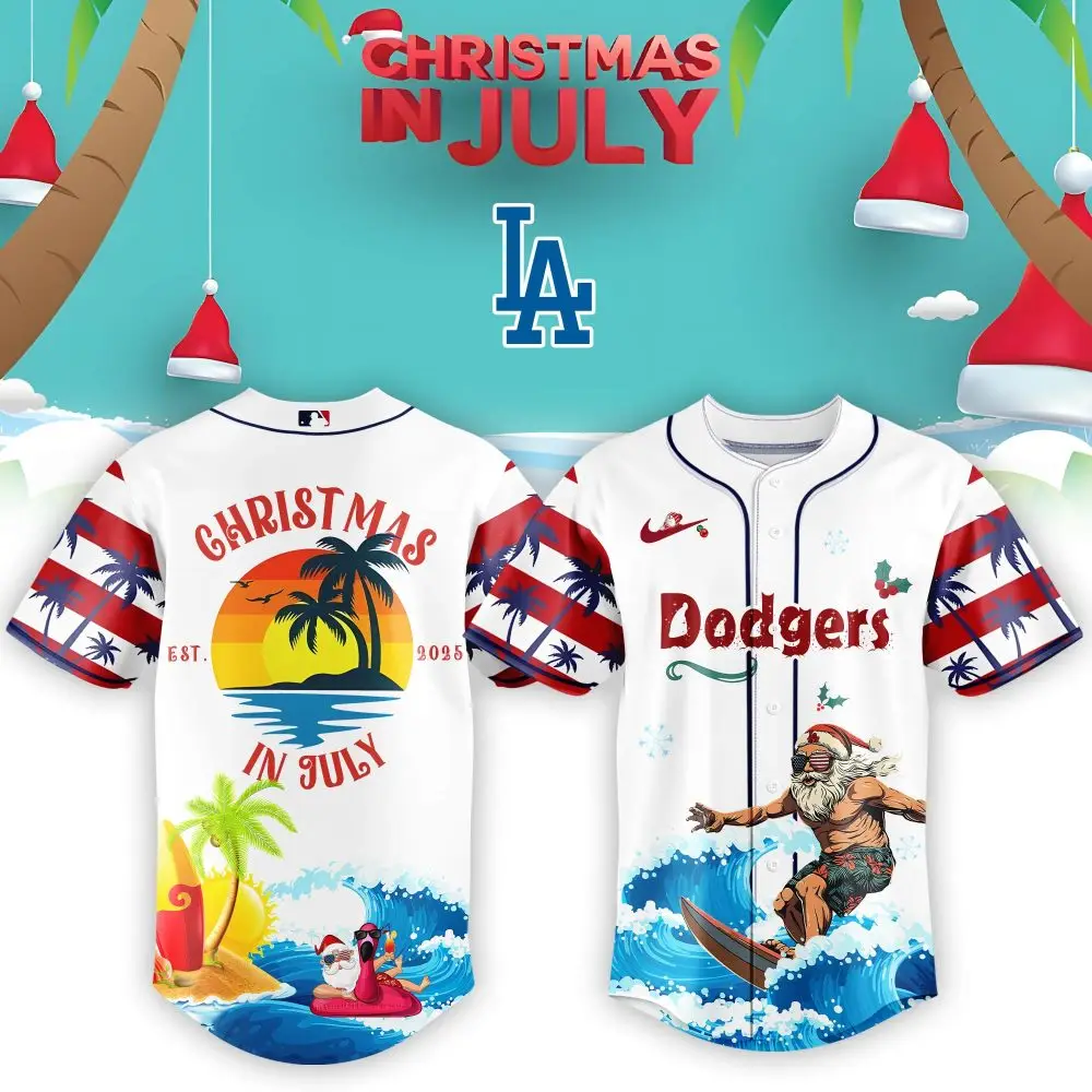 Los Angeles Dodgers Mlb X Christmas July Santa  Custom Baseball Jersey