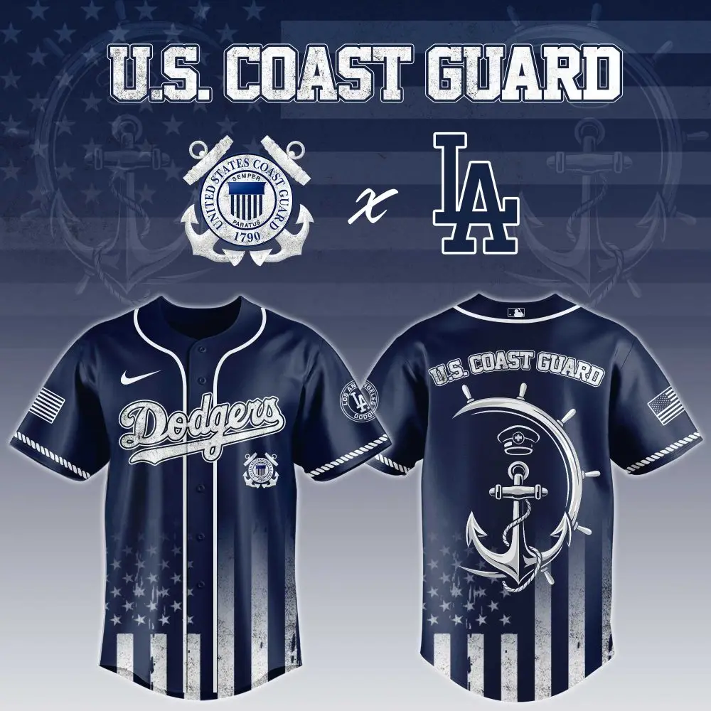 Los Angeles Dodgers Mlb X National Usa Coast Guard Day Custom Baseball Jersey
