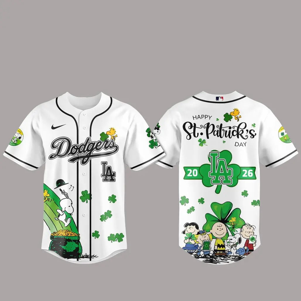 Los Angeles Dodgers Peanuts Snoopy 2026 St. Patrick’s Day Baseball Jersey - Tazila