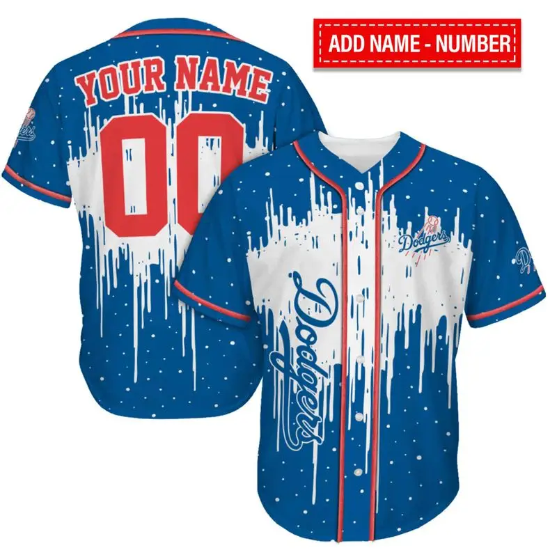 Los Angeles Dodgers Splash Paint Custom Baseball Jersey