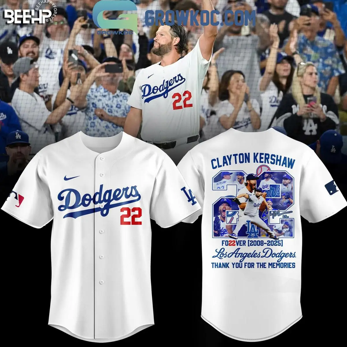 Los Angeles Dodgers Thank You Clayton Kershaw Forever 22 Jersey