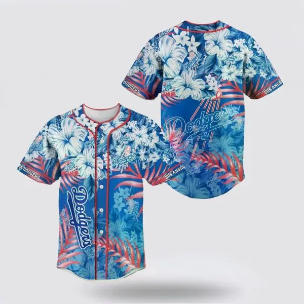 Los Angeles Dodgers Tropical Hibiscus Wave Baseball Jersey