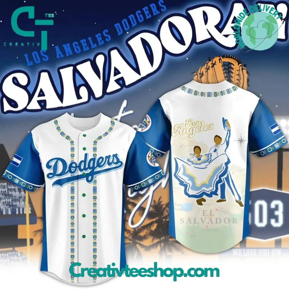 Los Angeles Dodgers X 2025 Salvadoran Heritage Night Special Baseball Jersey