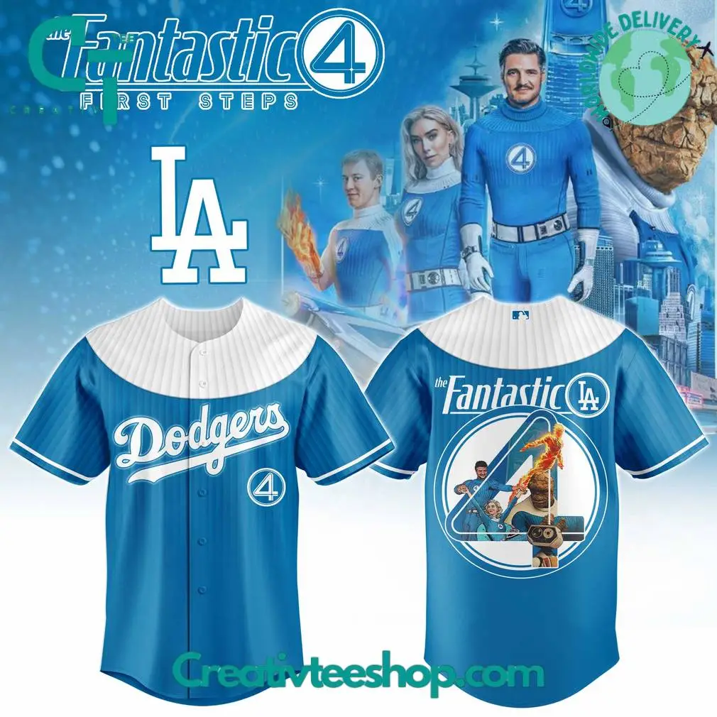 Los Angeles Dodgers X Fantastic Four "Legends Unite Hero" Baseball Jersey Los Angeles Dodgers X Fantastic Four "Legends Unite Hero" Baseball Jersey - Image 1