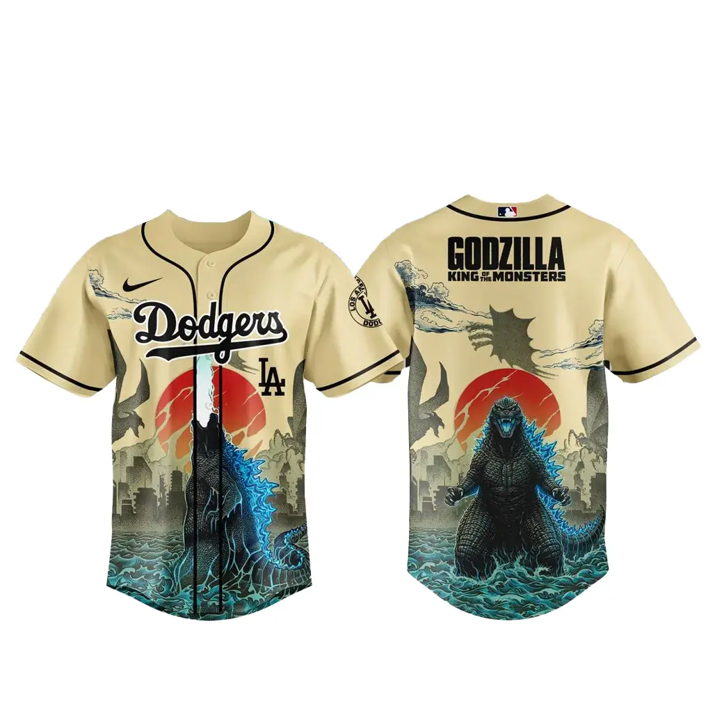 Los Angeles Dodgers x Godzilla King of The Monsters Baseball Jersey - Tazila