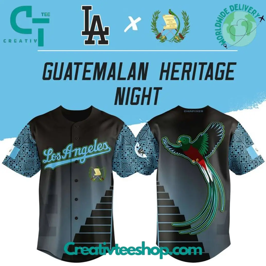 Los Angeles Dodgers X Guetemalan Heritage Night 2025 Baseball Jersey Los Angeles Dodgers X Guetemalan Heritage Night 2025 Baseball Jersey - Image 1