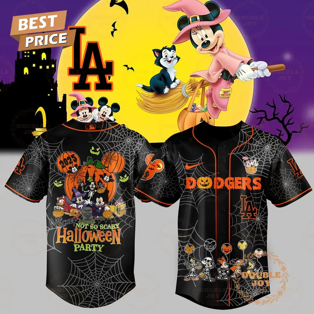 Los Angeles Dodgers x Halloween - Mickey and Friend Black Baseball Jersey