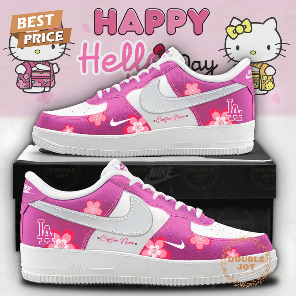 Los Angeles Dodgers x Happy Hellokitty Day Custom Name 2025 Air Force 1 Sneakers