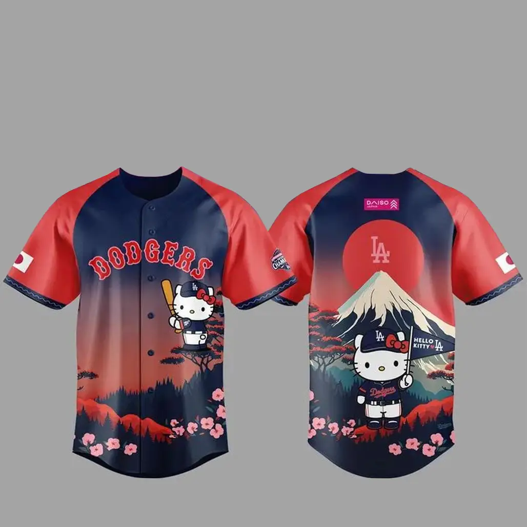 Los Angeles Dodgers x Hello Kitty Japanese Heritage Night 2026 Baseball Jersey - Tazila