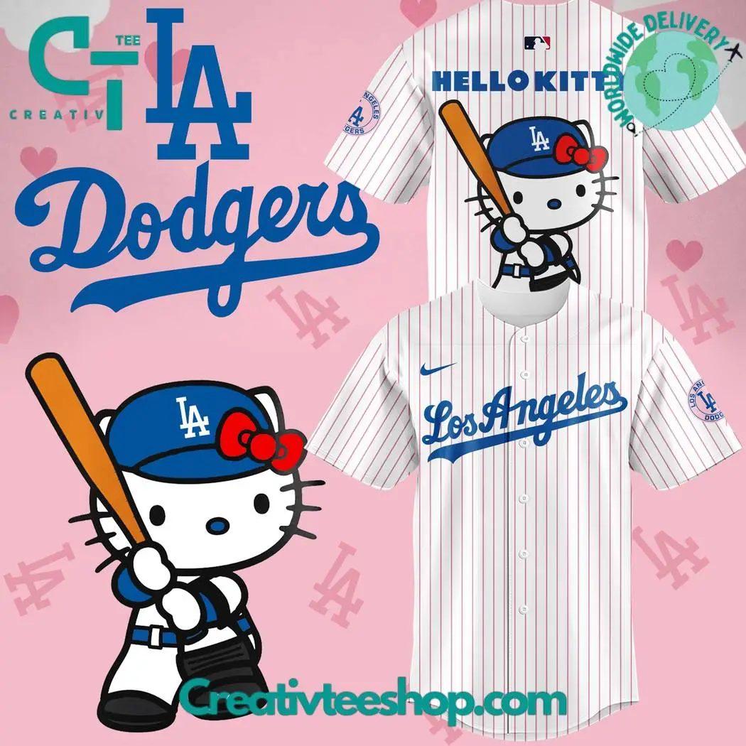 Los Angeles Dodgers X Hello Kitty Night Stripes Baseball Jersey