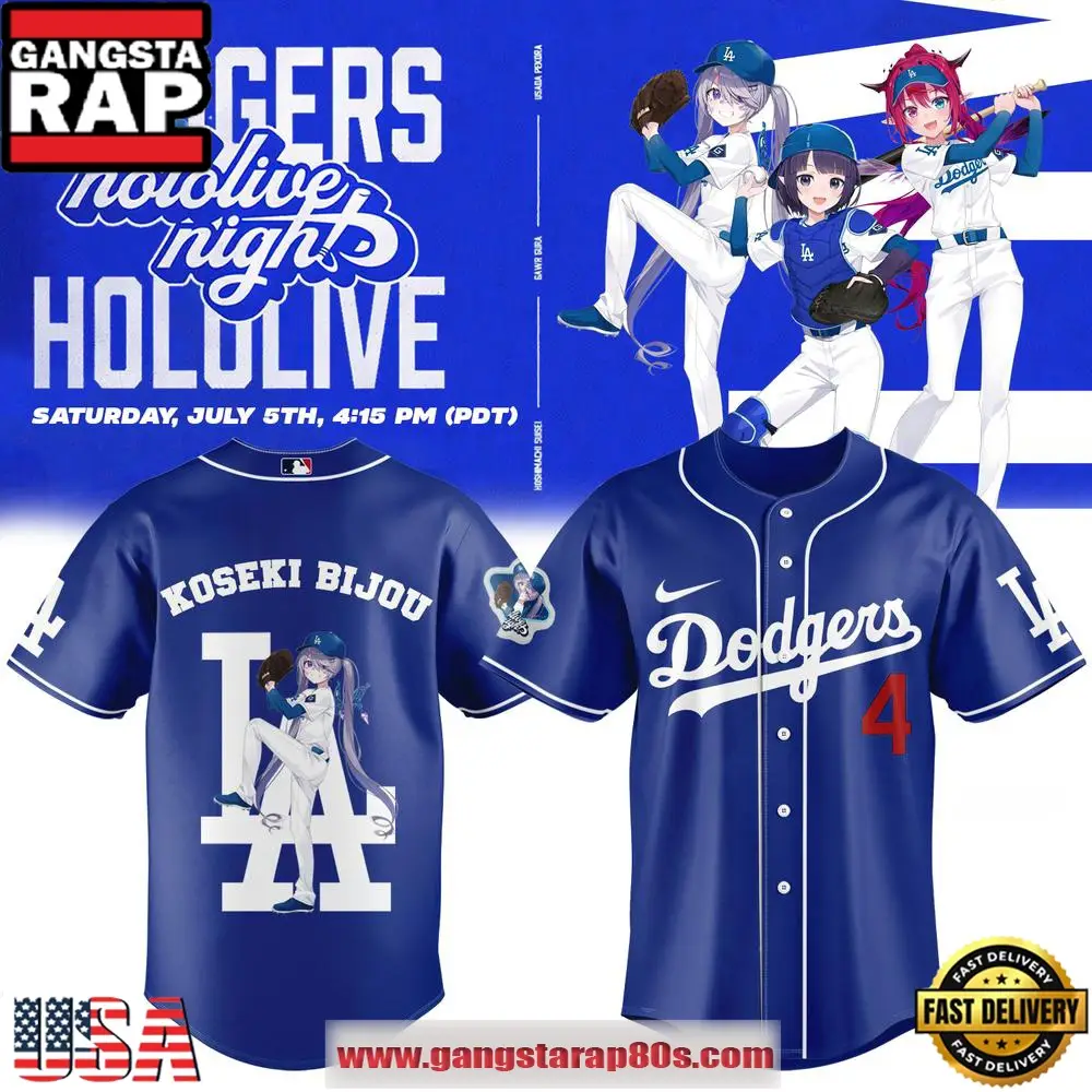 Los Angeles Dodgers x Hololive Night Special Edition Baseball Jersey Los Angeles Dodgers x Hololive Night Special Edition Baseball Jersey - Image 1