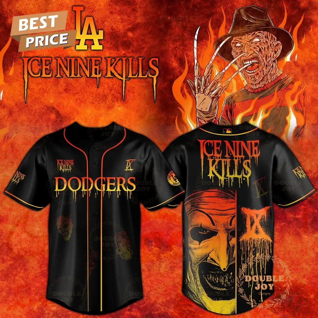 Los Angeles Dodgers x Ice Nine Kills Tour 2025 Special Black Edition Baseball Jersey Los Angeles Dodgers x Ice Nine Kills Tour 2025 Special Black Edition Baseball Jersey - Image 1
