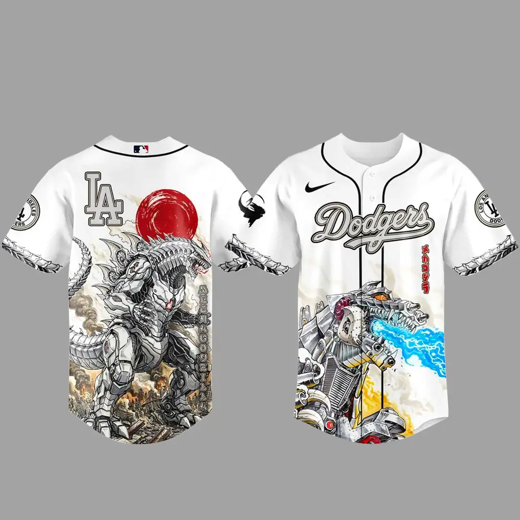 Los Angeles Dodgers x MechaGodzilla Monster Baseball Jersey - Tazila