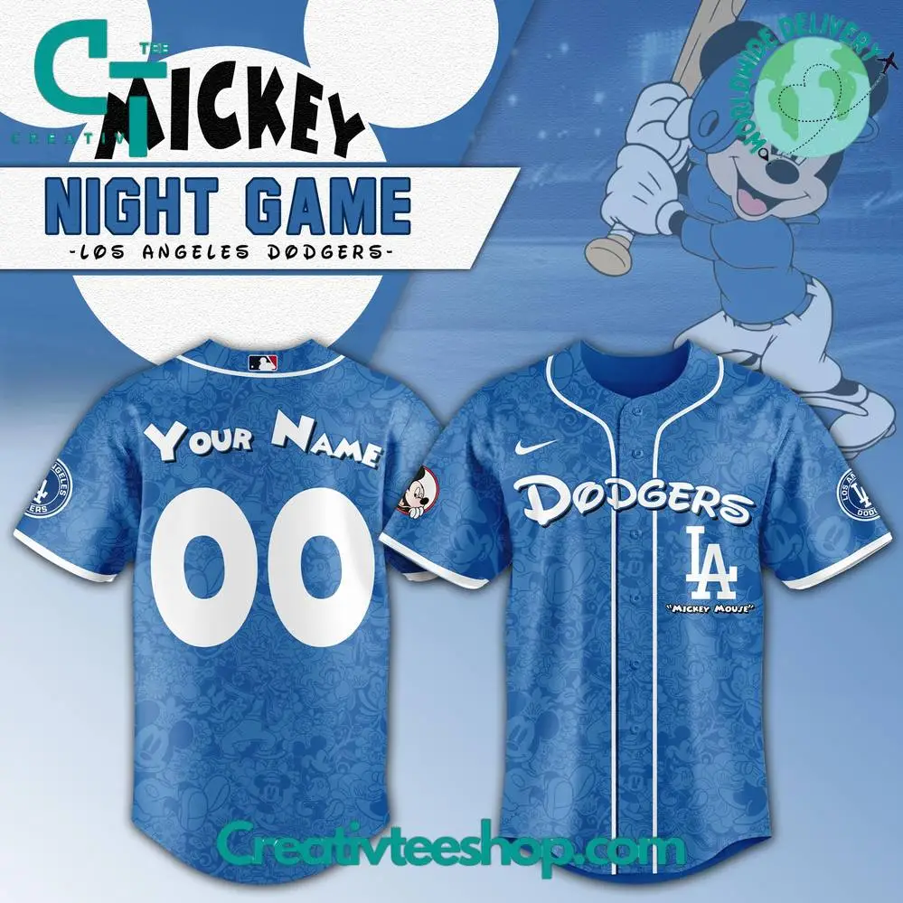 Los Angeles Dodgers X Mickey Mouse Night Game Baseball Jersey