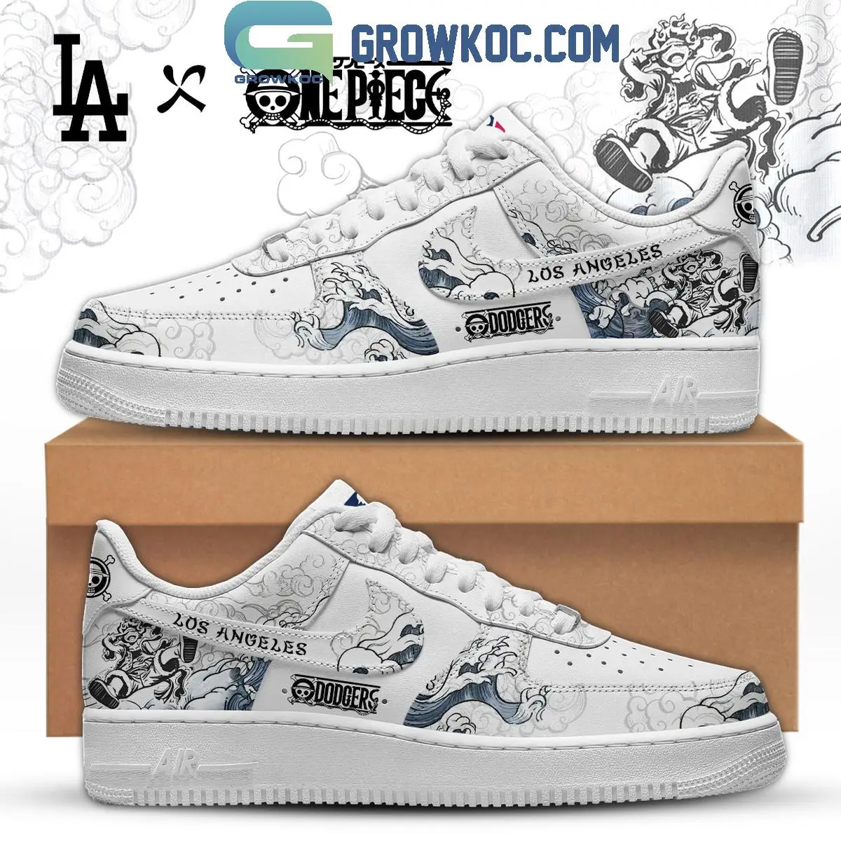 Los Angeles Dodgers x One Piece Gear 5 Air Force 1 Shoes