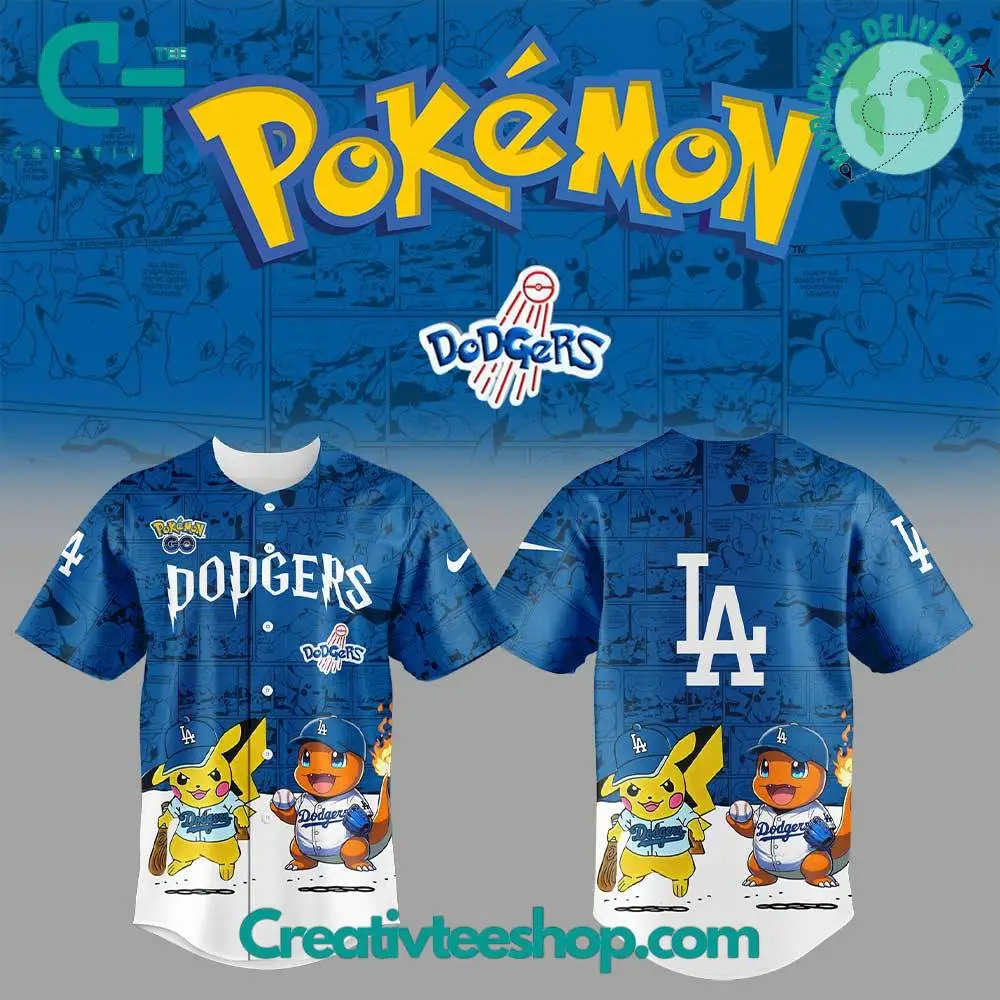 Los Angeles Dodgers X Pokémon Go Special Baseball Jersey Los Angeles Dodgers X Pokémon Go Special Baseball Jersey - Image 1
