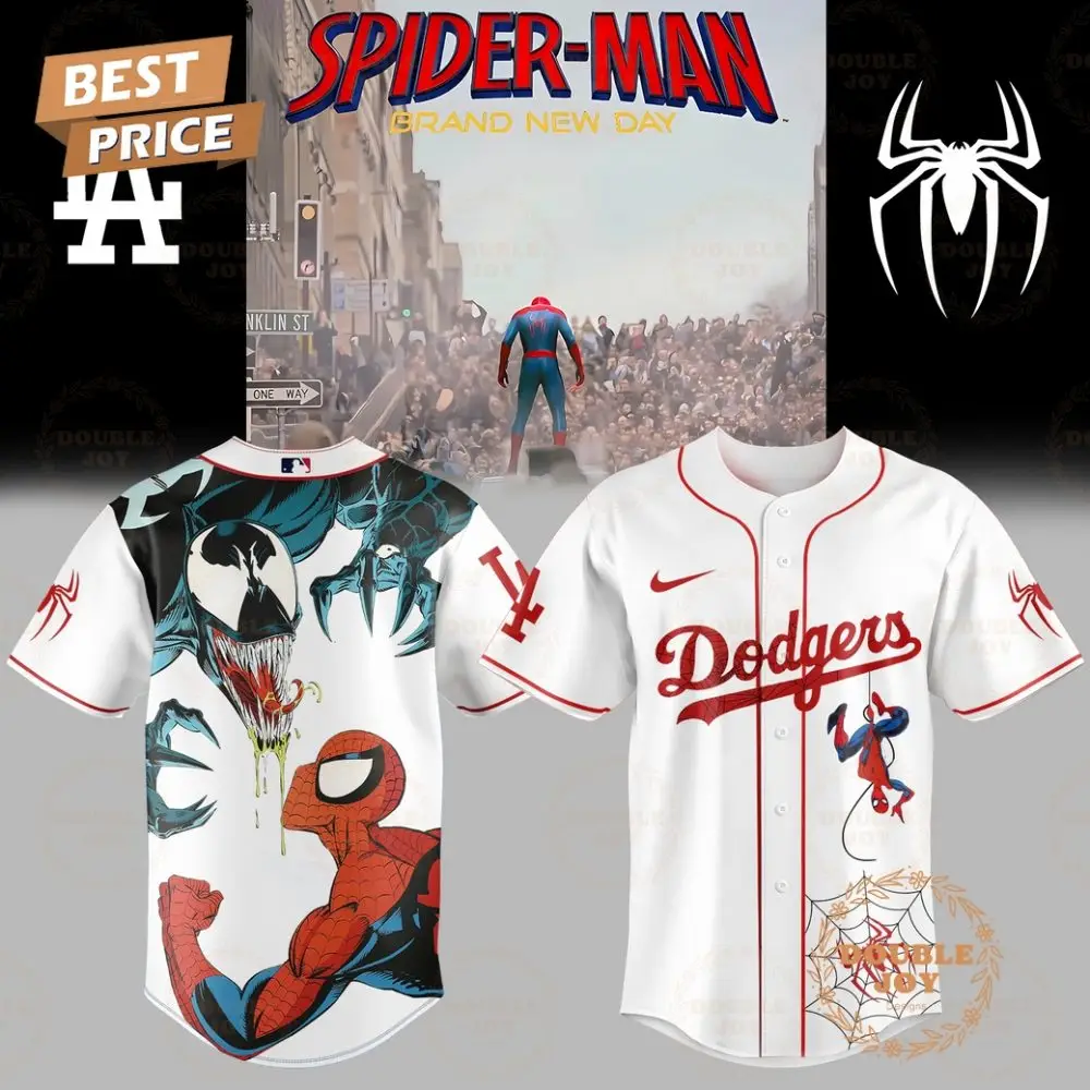 Los Angeles Dodgers X Spider Man - Brand New Day 2025 Venom V2 White Edition Baseball Jersey