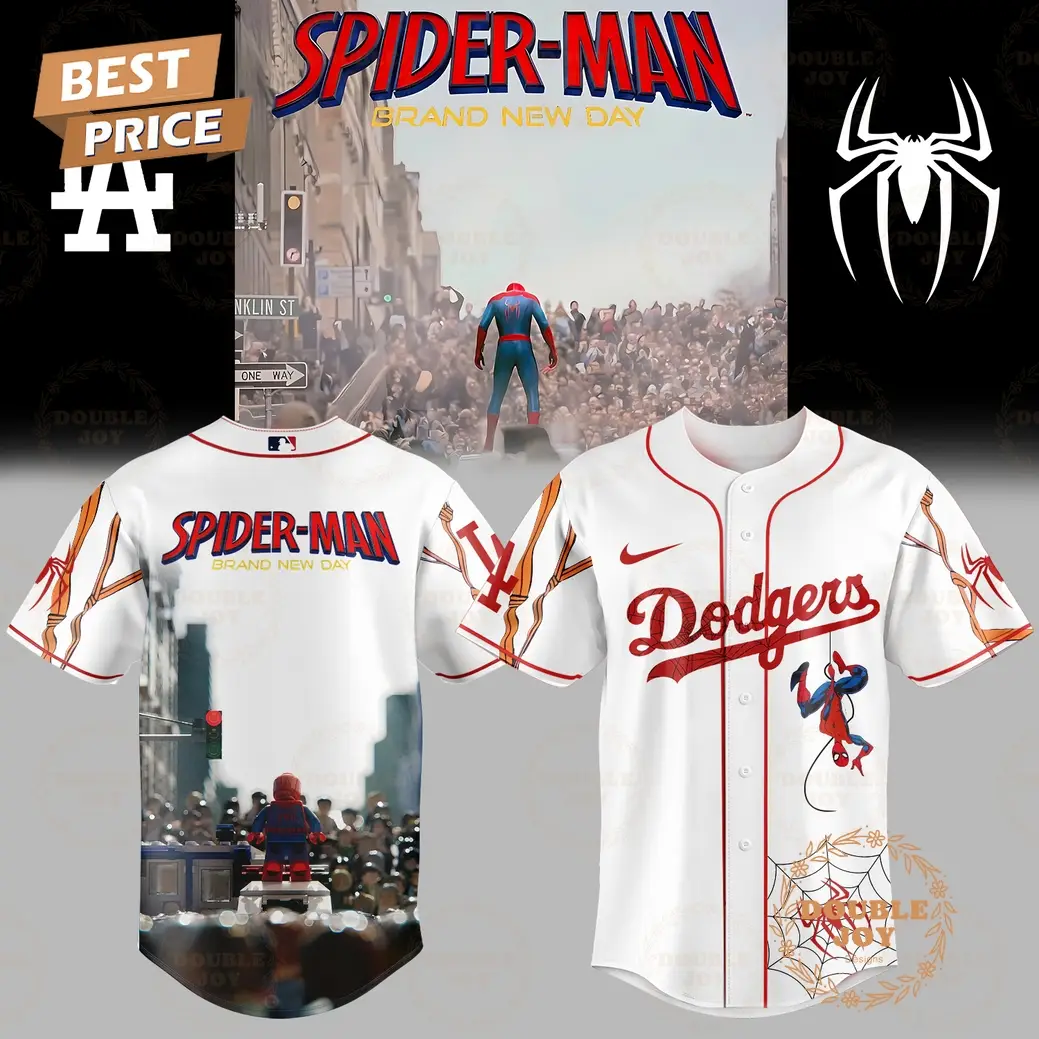 Los Angeles Dodgers x Spider Man - Brand New Day 2025 White Edition Lego Cover Baseball Jersey