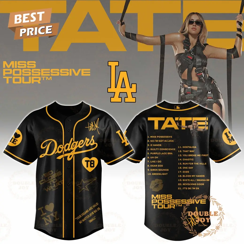 Los Angeles Dodgers x Tate McRae Tour Miss Possessive 2025 Baseball Jersey Los Angeles Dodgers x Tate McRae Tour Miss Possessive 2025 Baseball Jersey - Image 1