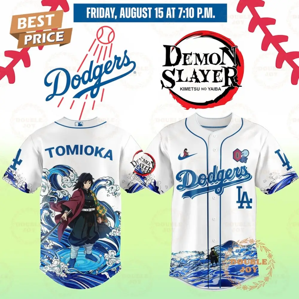 Los Angeles Dodgers X The Movie Demon Slayer Tomioka Baseball Jersey