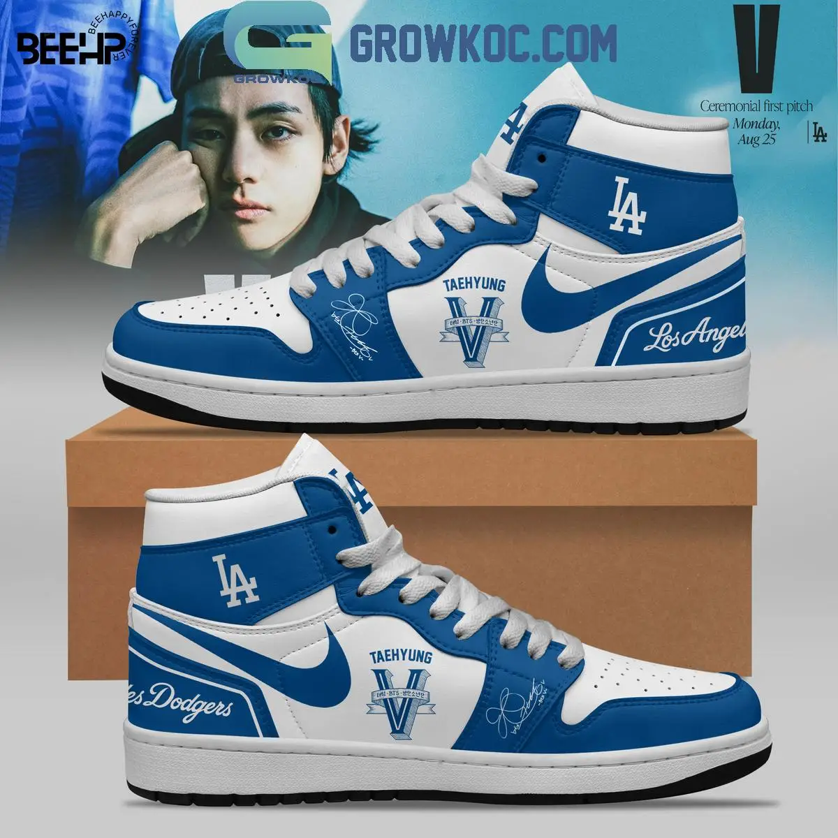 Los Angeles Dodgers x V BTS Air Jordan 1 Shoes Los Angeles Dodgers x V BTS Air Jordan 1 Shoes - Image 1