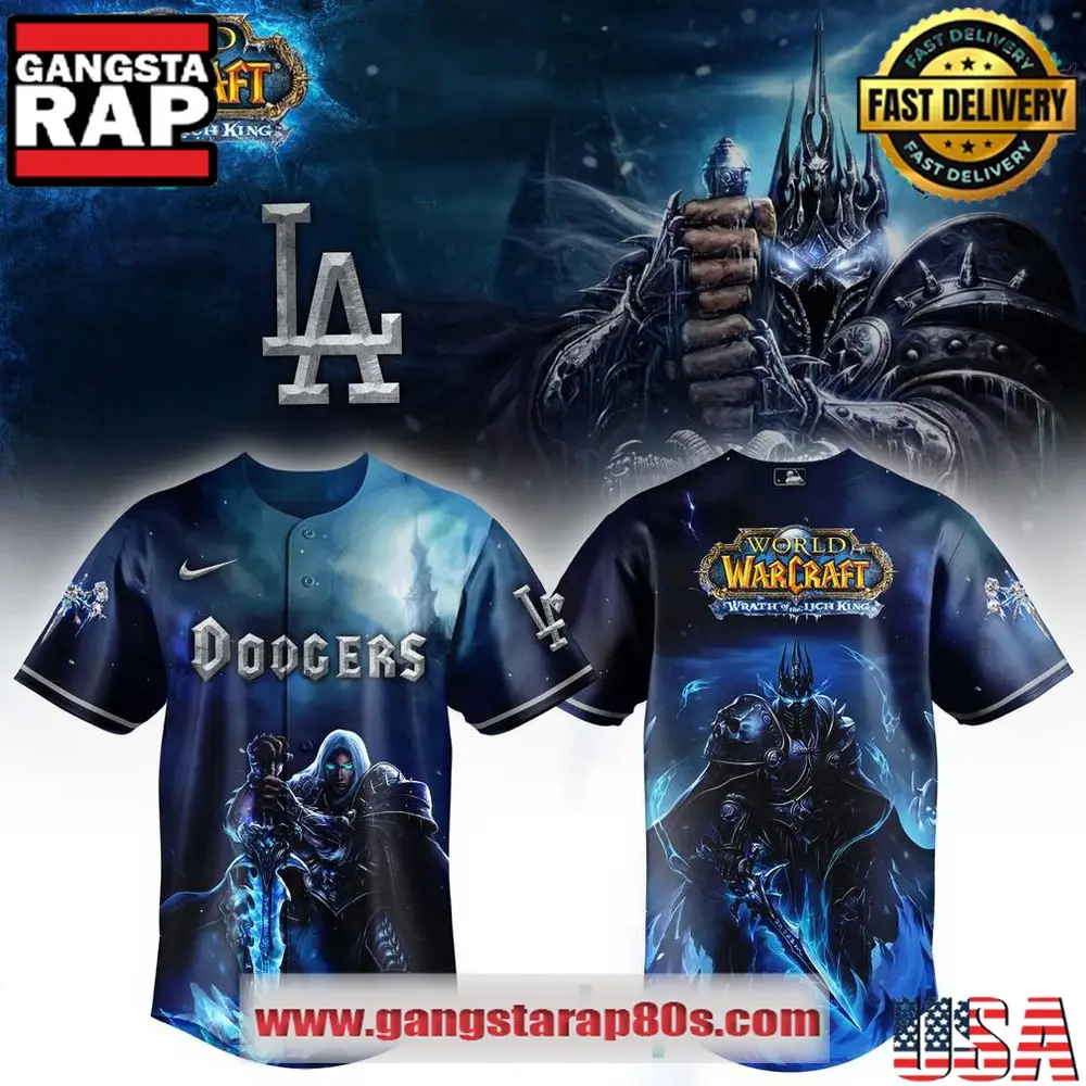 Los Angeles Dodgers x Warcraft Wrath of the Lich King Baseball Jersey Shirt Los Angeles Dodgers x Warcraft Wrath of the Lich King Baseball Jersey Shirt - Image 1