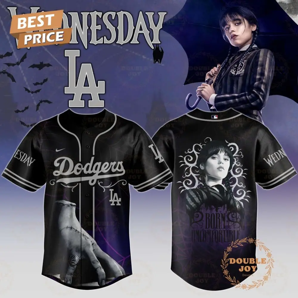 Los Angeles Dodgers X Wednesday Born Uncontrollable Limited Edition Baseball Jersey Los Angeles Dodgers X Wednesday Born Uncontrollable Limited Edition Baseball Jersey - Image 1