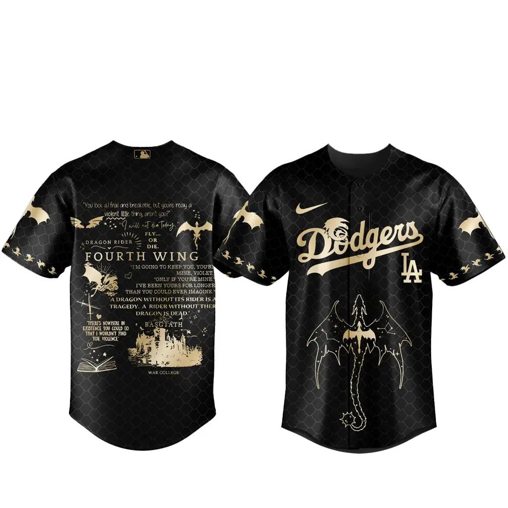 Los Angeles Dogers x Fourth Wing Night 2026 Black Baseball Jersey - Tazila