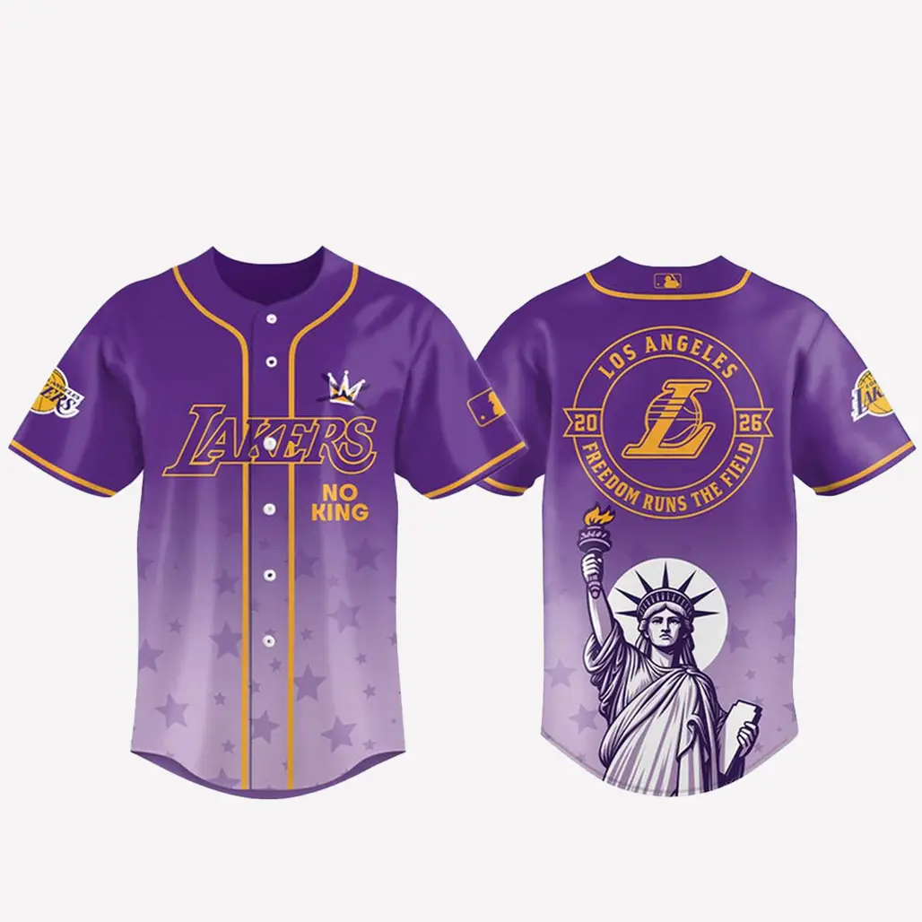 Los Angeles Lakers 2026 No Kings Freedom Runs The Field Baseball Jersey - Tazila