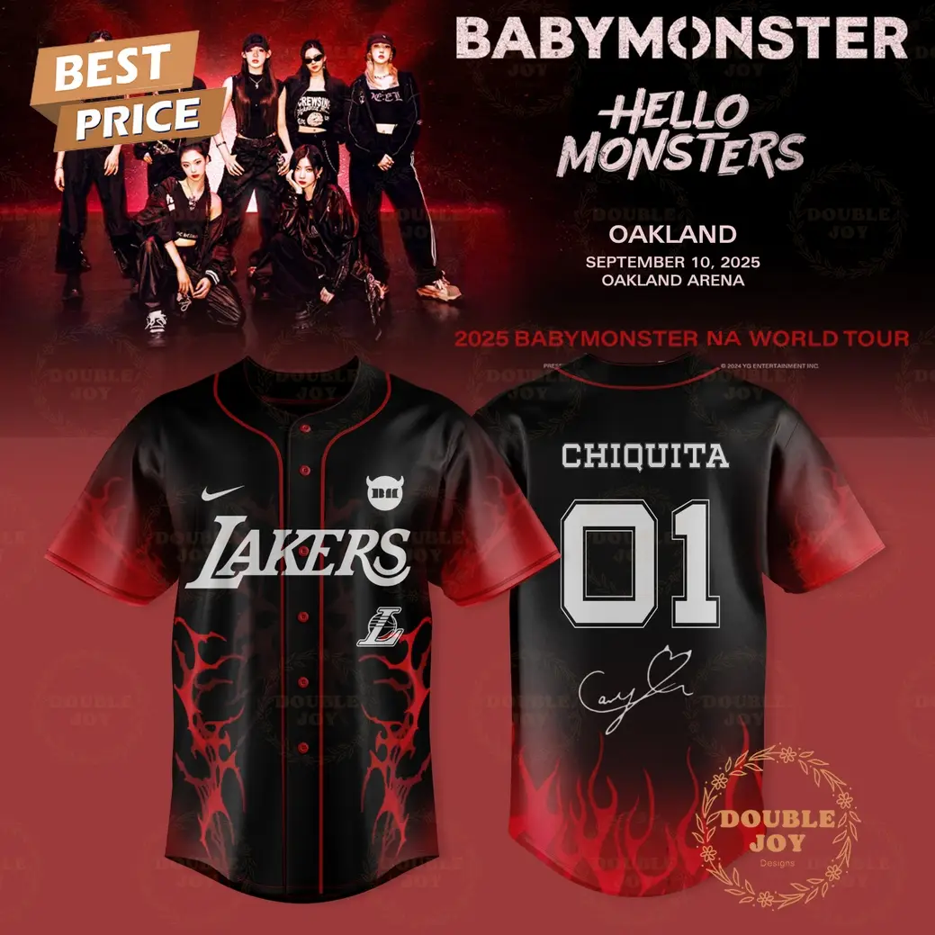 Los Angeles Lakers - Tour 2025 BABYMONSTER Chiquita Number 01 Baseball Jersey