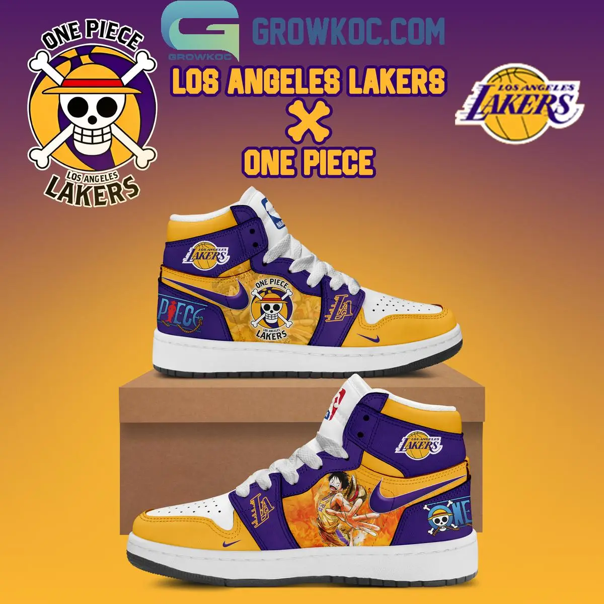 Los Angeles Lakers X One Piece Coming Air Jordan 1 Shoes