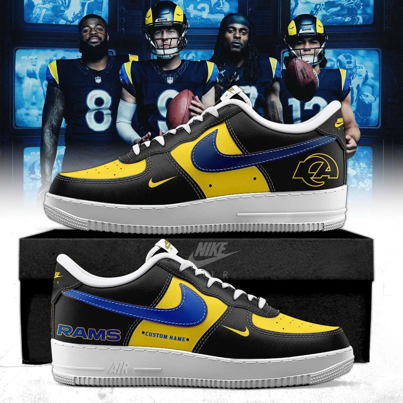 Los Angeles Rams 2025 Rivalries Midnight mode Special Air Force 1 Sneakers Los Angeles Rams 2025 Rivalries Midnight mode Special Air Force 1 Sneakers - Image 1