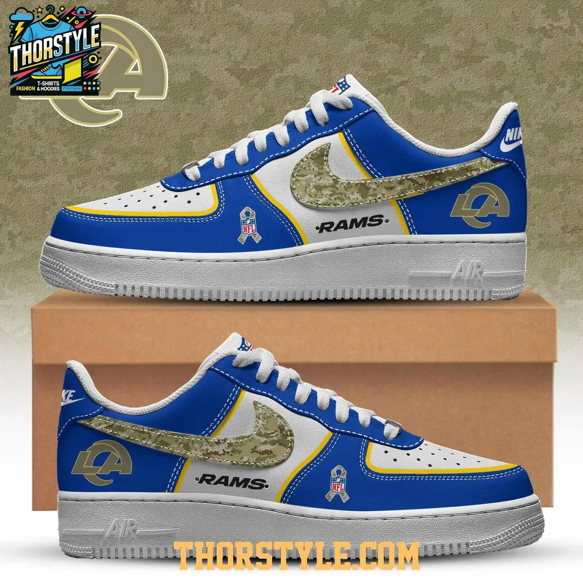 Los Angeles Rams 2025 Salute To Service Personalized Air Force 1 Shoes