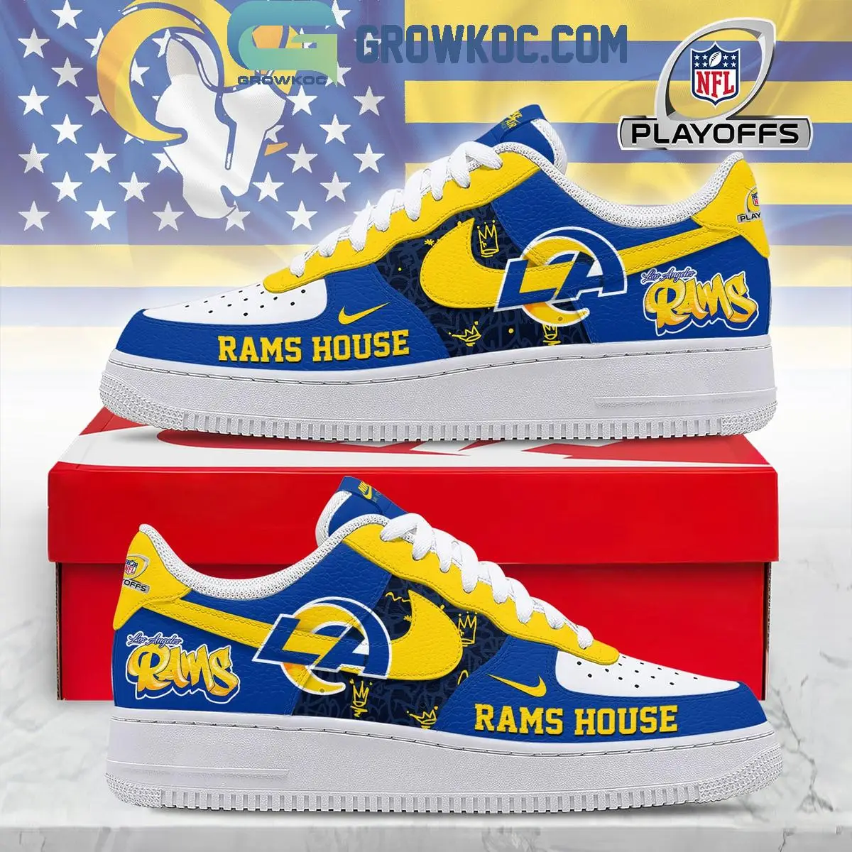 Los Angeles Rams NFL Playoffs Rams House Air Force 1 Shoes