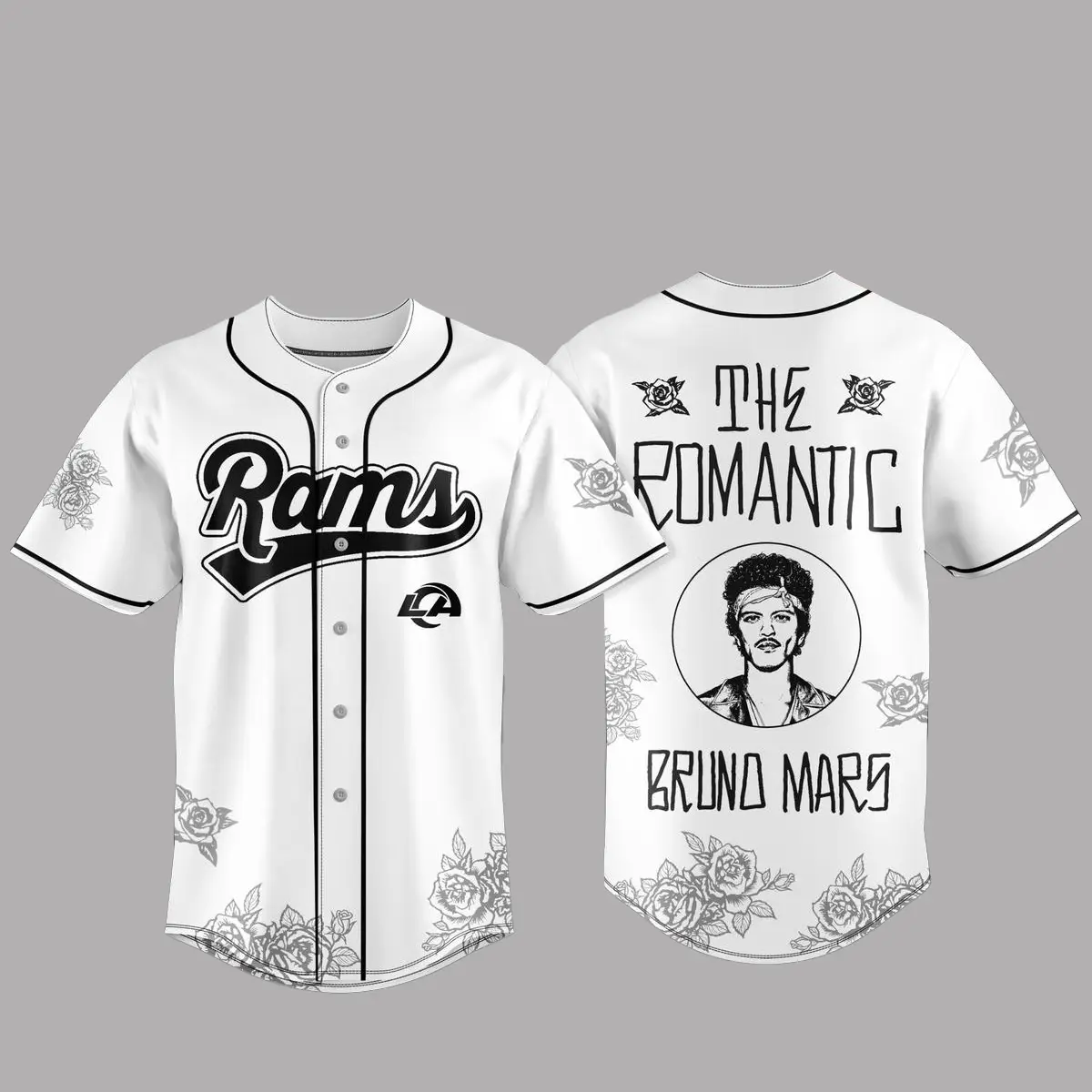 Los Angeles Rams x Bruno Mars The Romantic Tour Baseball Jersey - Tazila