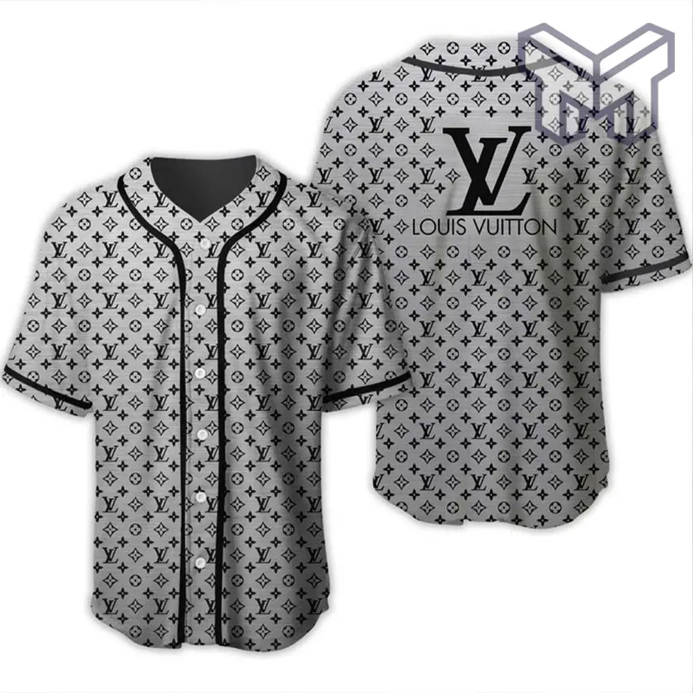 Louis Vuitton Grey Baseball Jersey Shirt Lv Luxury Clothing Clothes Sport For Men Women Hot