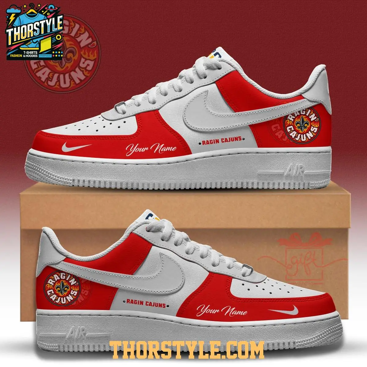 Louisiana Ragin' Cajuns 2025 Hear The Rage Personalized Air Force 1 Shoes