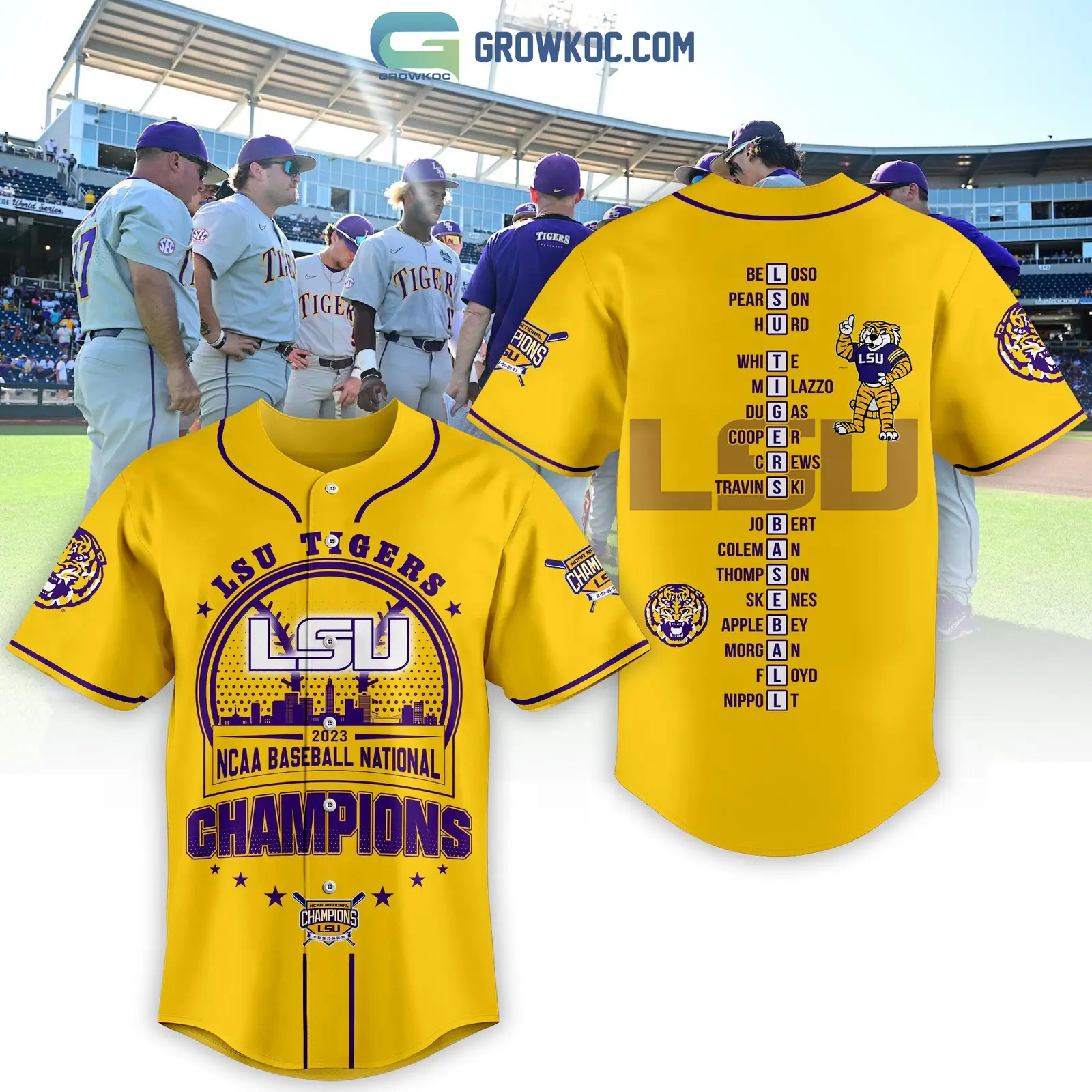 LSU Tigers 2023 NCAA World Series Champions Baseball Jersey