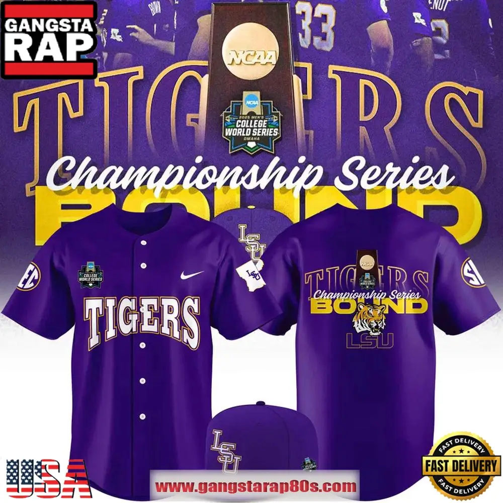 LSU Tigers 2025 Men's CWS Omaha Limited Edition Baseball Jersey Shirt LSU Tigers 2025 Men's CWS Omaha Limited Edition Baseball Jersey Shirt - Image 1