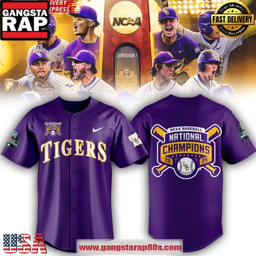 LSU Tigers 2025 NCAA Baseball National Champions Purple Baseball Jersey Shirt LSU Tigers 2025 NCAA Baseball National Champions Purple Baseball Jersey Shirt - Image 1