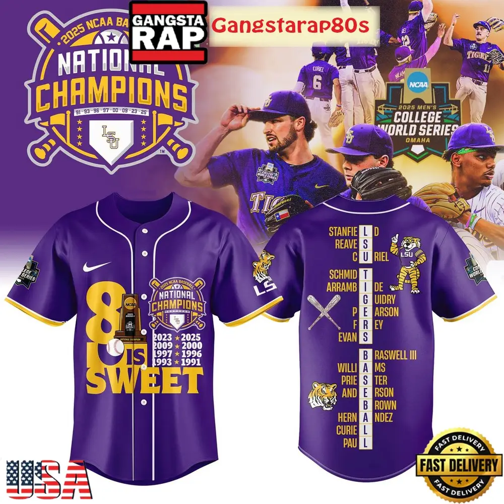 LSU Tigers 8x NCAA Baseball Champions Baseball Jersey Shirt
