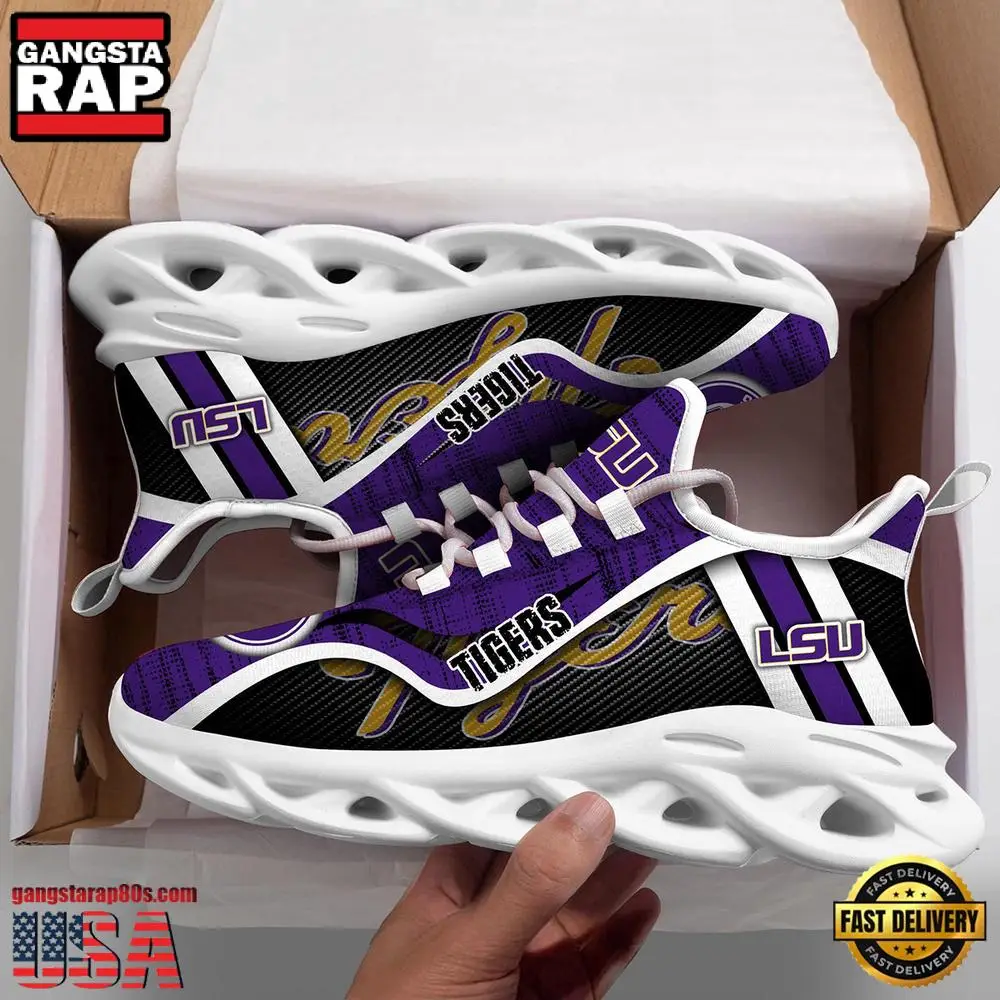 LSU TIGERS NCAA Clunky New Design Max Soul Shoes, Running Sneakers LSU TIGERS NCAA Clunky New Design Max Soul Shoes, Running Sneakers - Image 1